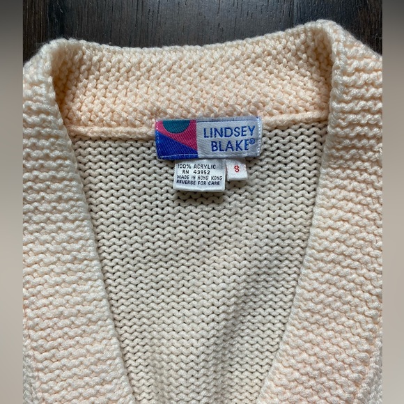 Vintage Lindsey Blake thick heavy pink button up cardigan sweater size small s - Picture 2 of 6